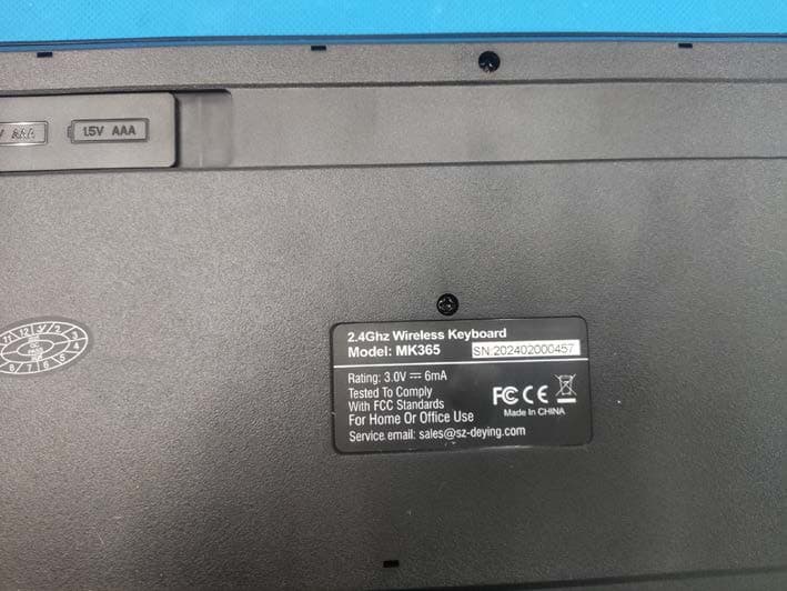 Wireless keyboard - FCC ID 2A5BA-MK365 - SHENZHEN DEYING INDUSTRY CO., LTD.