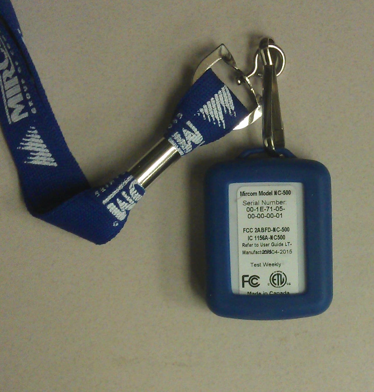 NC-500 MiCare Pendant - FCC ID 2ABFD-NC-500 - Mircom Group of Companies