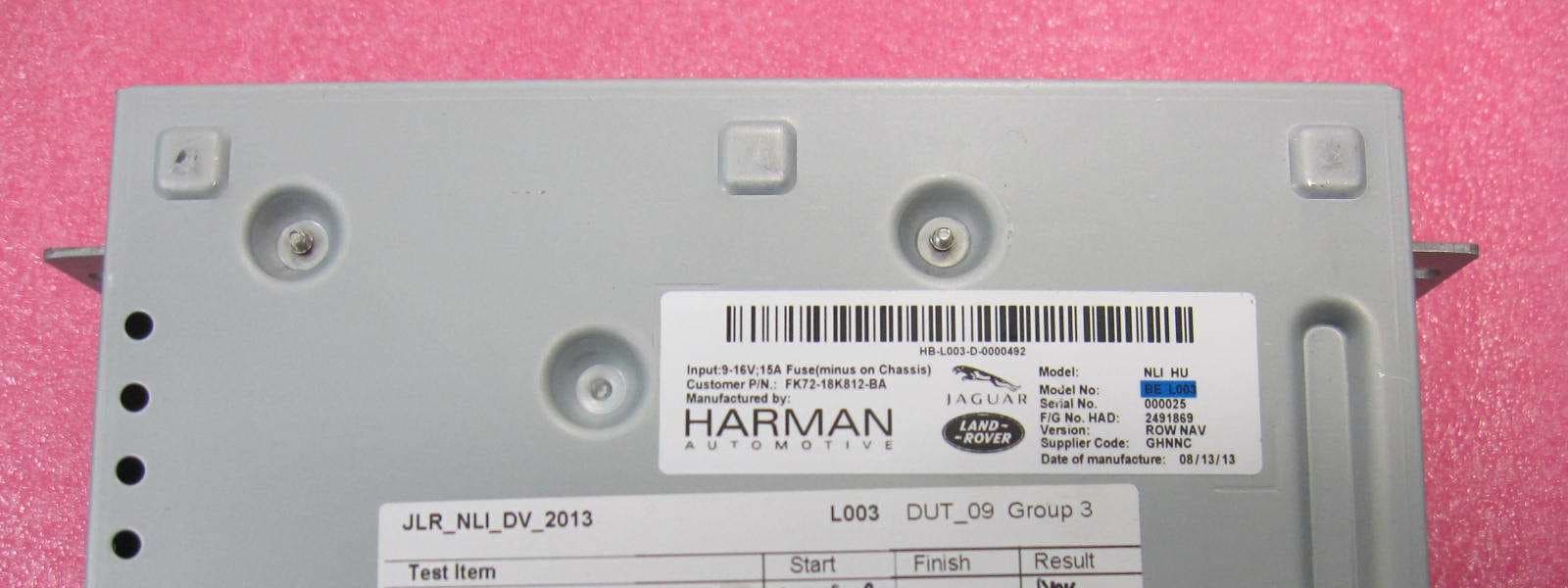 Car infotainment system model NLI HU with model variants BE L003, BE L004, BE L005 - FCC ID 2ACRLBEL005 - Harman Automotive Electronic Systems (Suzhou) Co., Ltd
