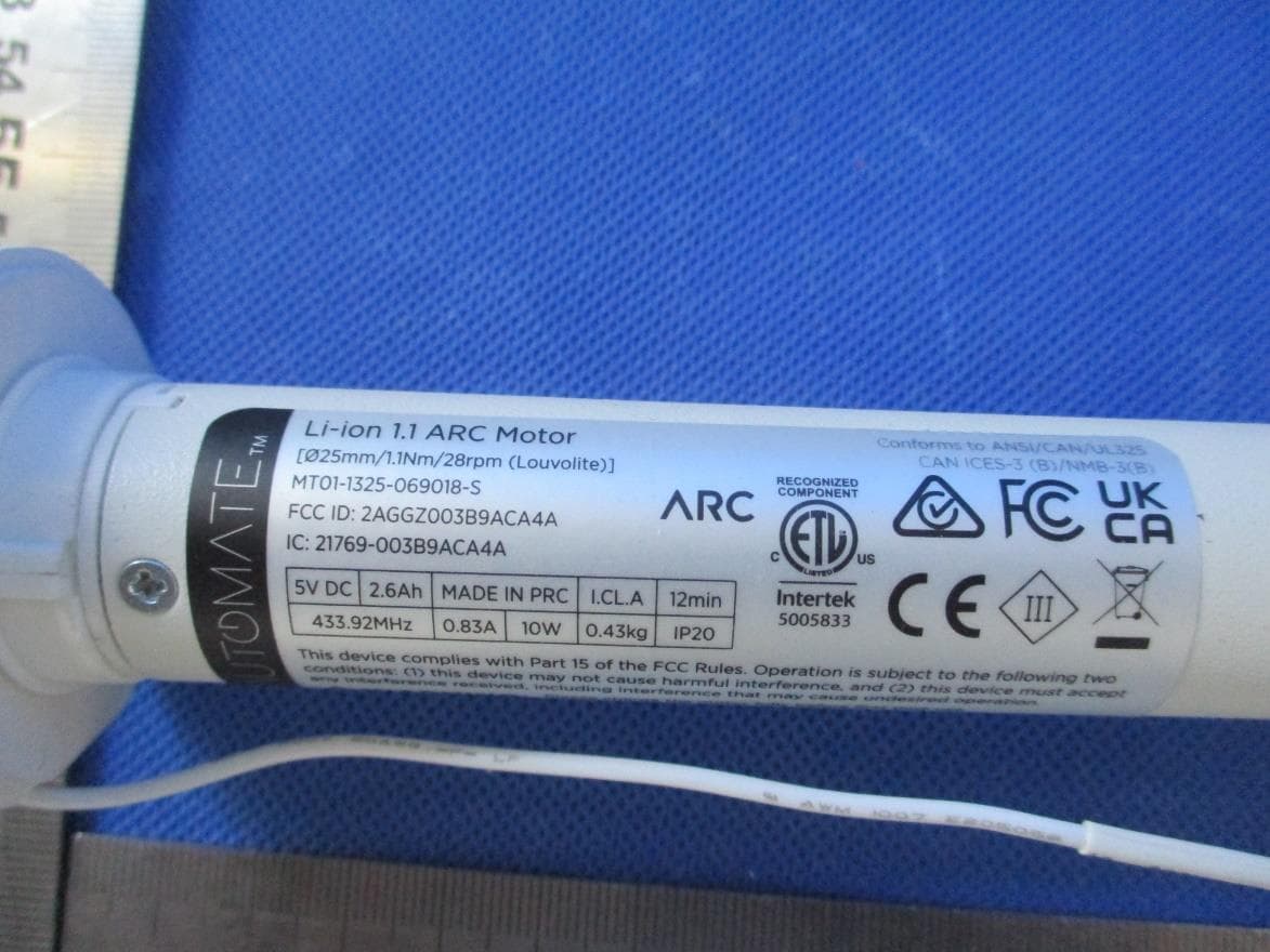 Li-ion 1.1Nm ARC Motor - FCC ID 2AGGZ003B9ACA4A - Rollease Acmeda Inc (4)