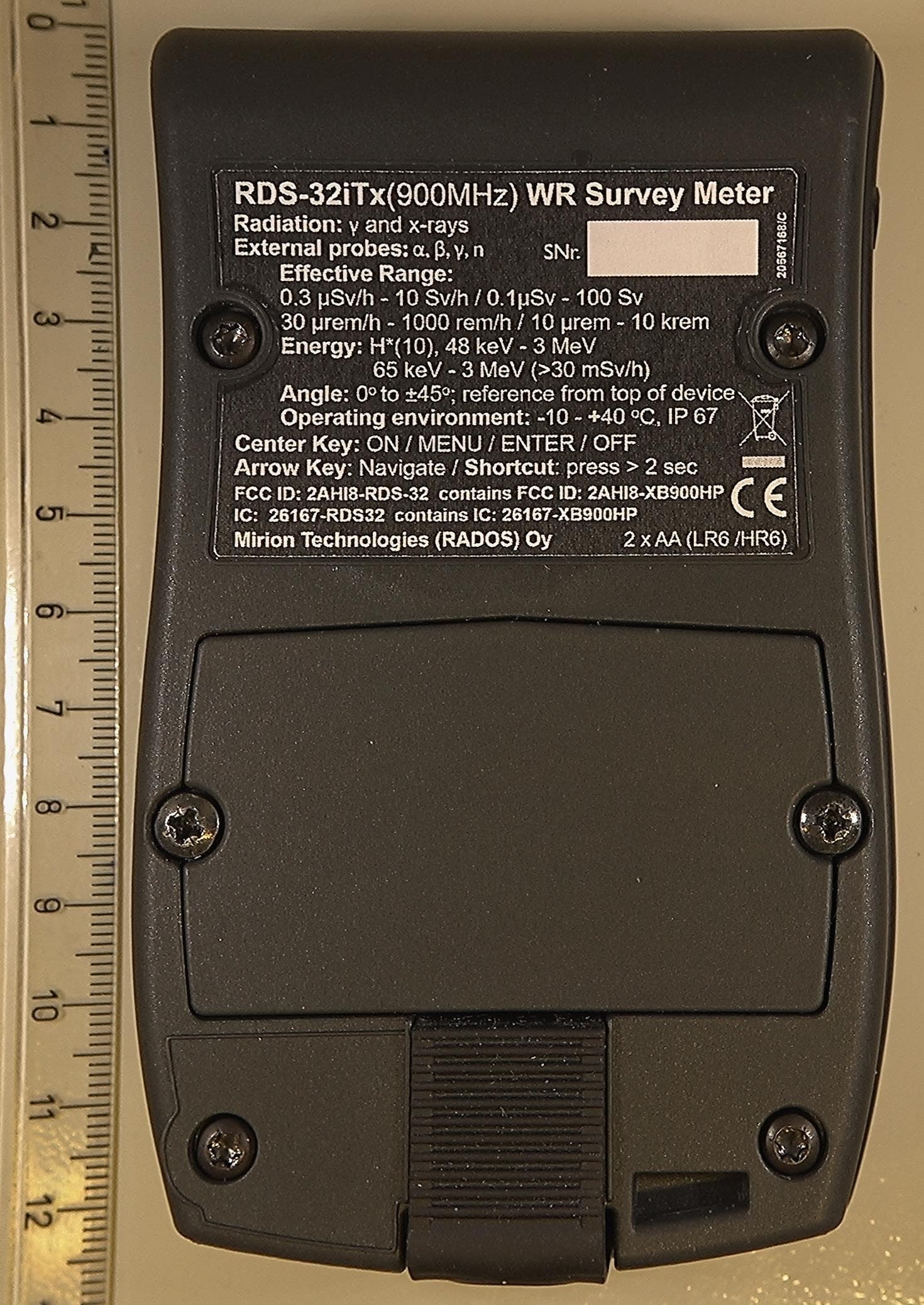 RDS-32 Survey Meter - FCC ID 2AHI8-RDS-32 - Mirion Technologies (RADOS) Oy
