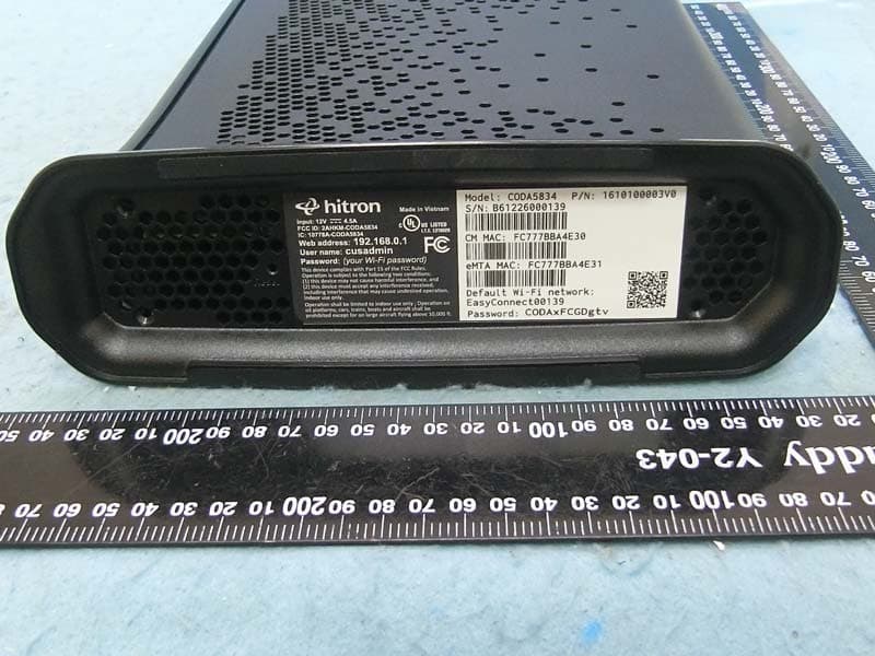 DOCSIS 3.1 Wi-Fi 6E Tri-Band EMTA Gateway - FCC ID 2AHKM-CODA5834 - Hitron Technologies Inc.
