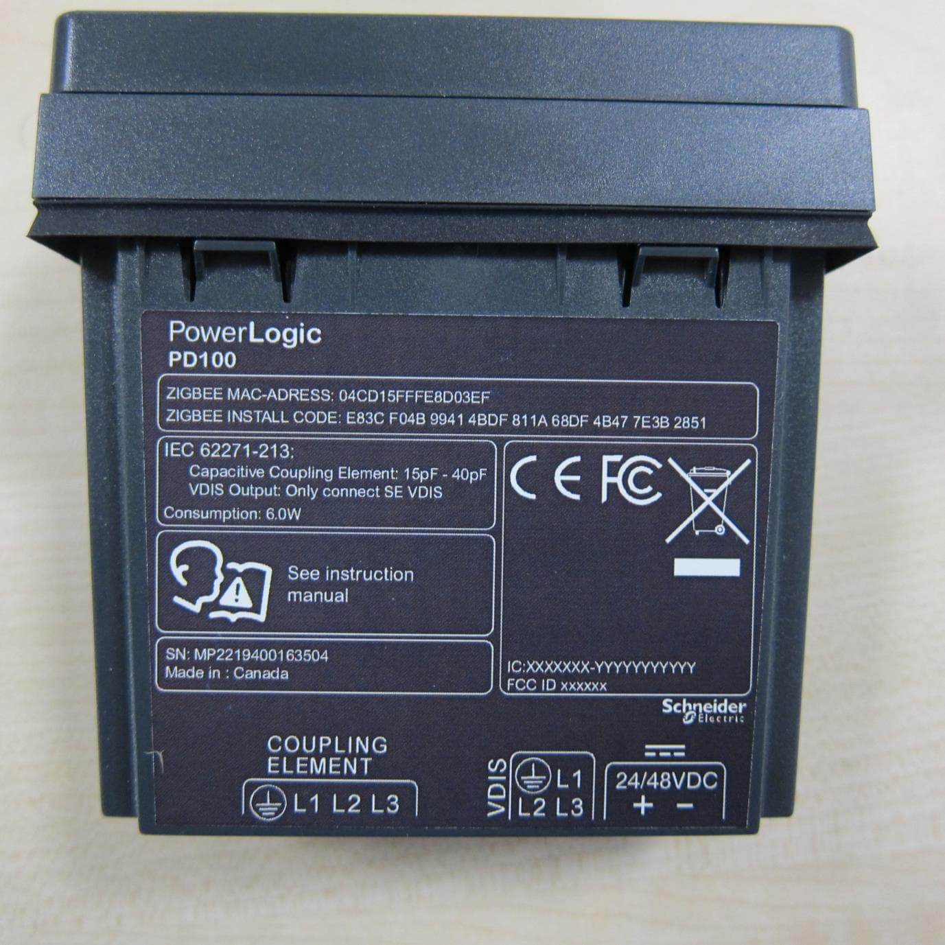 PowerLogic PD100 - FCC ID 2AHP8-PD100X001 - Schneider Electric