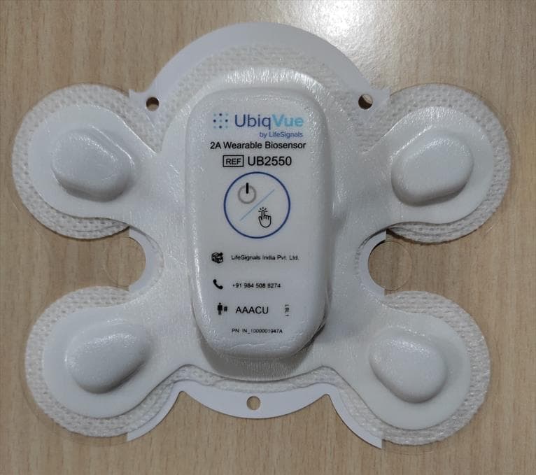UbiqVue 2A Wearable Biosensor using UbiqVue 2A Wireless Patient Monitoring System - FCC ID 2AHV9-UB2550 - LifeSignals, Inc.