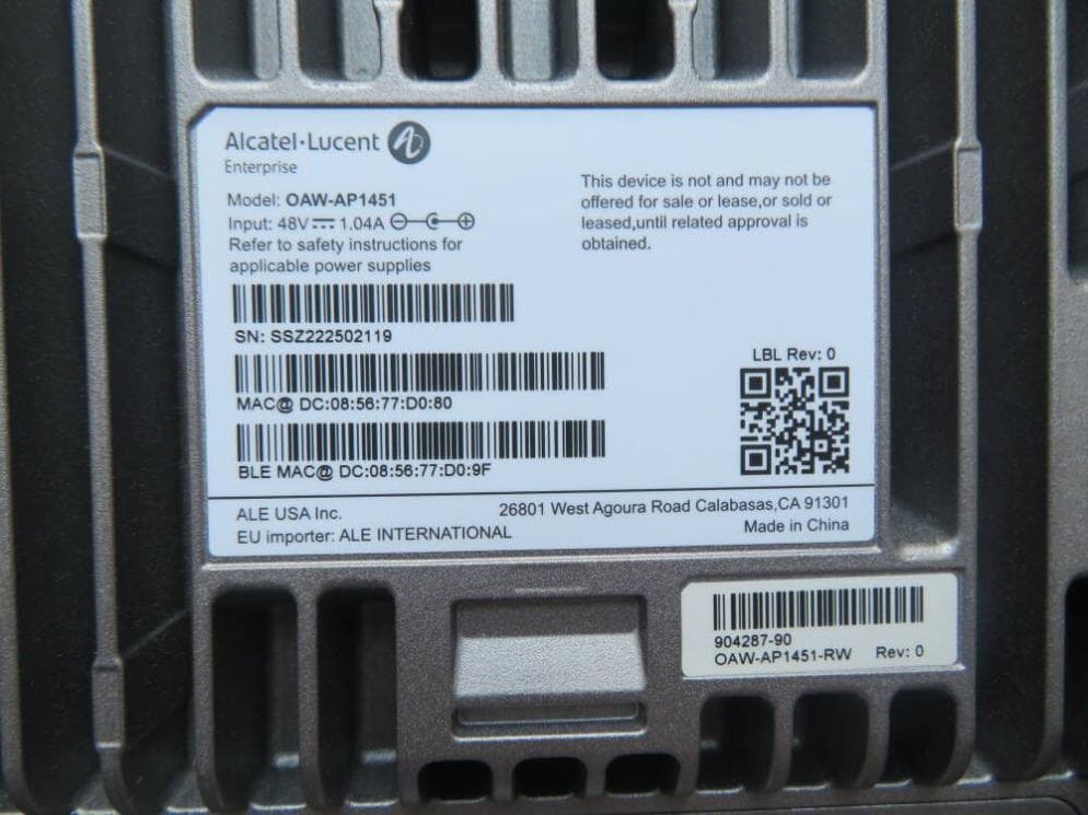 OmniAccess Stellar - FCC ID 2AI9TOAW-AP145X - ALE USA Inc.