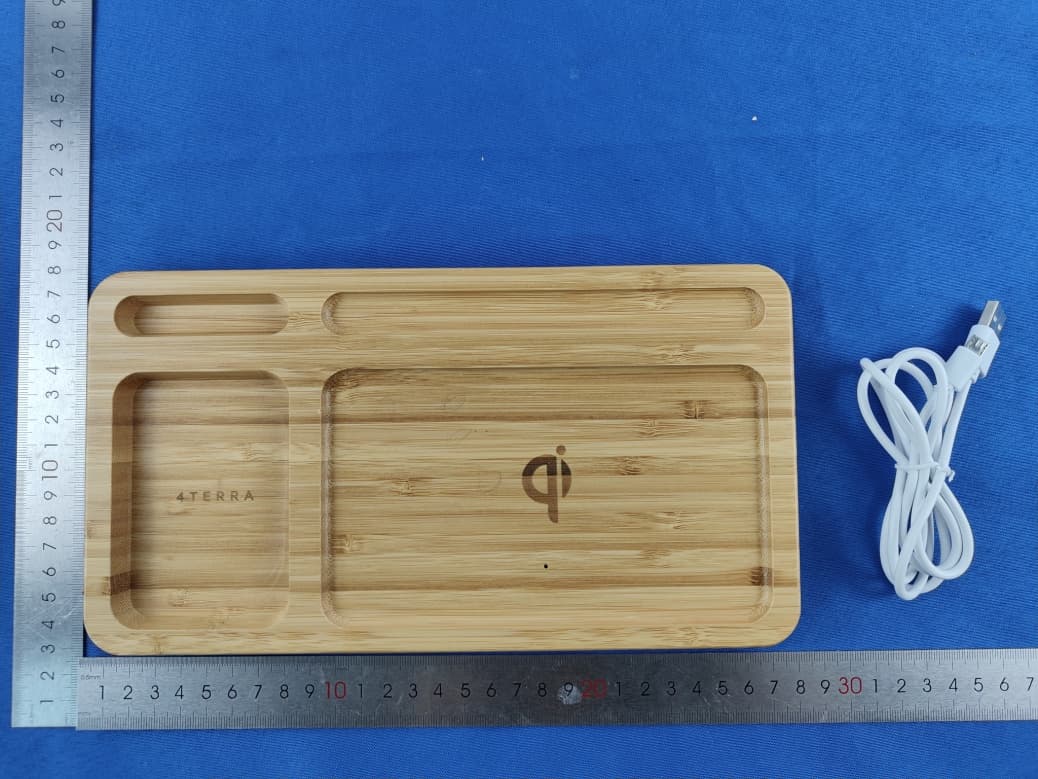 TAN BAMBOO WIRELESS CHARGER - FCC ID 2AJQ7-4TWC04 - QUEST USA CORP