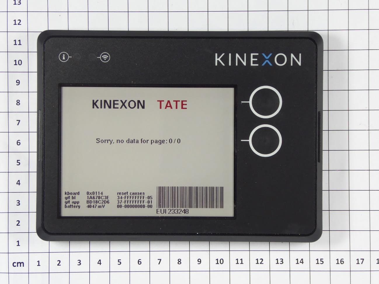 UWB Tracking Tag with ePaper Display - FCC ID 2ALC5-KNX-ETAG1 - KINEXON Inc.