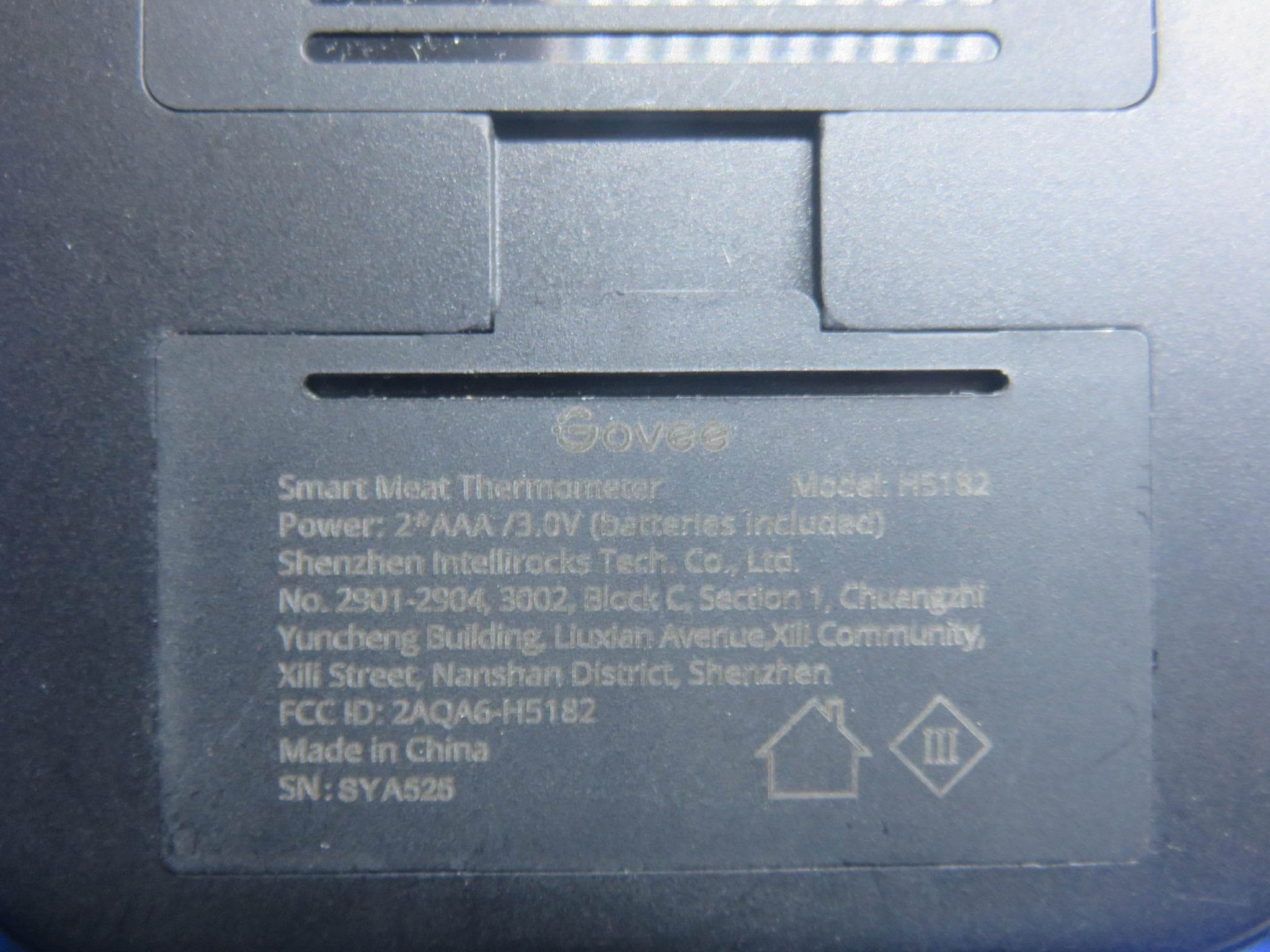Smart Meat Thermometer - FCC ID 2AQA6-H5182 - Shenzhen Intellirocks Tech. Co., Ltd.