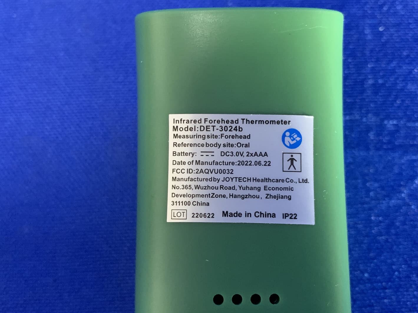 Infrared Forehead Thermometer - FCC ID 2AQVU0032 - JOYTECH HEALTHCARE CO., LTD.
