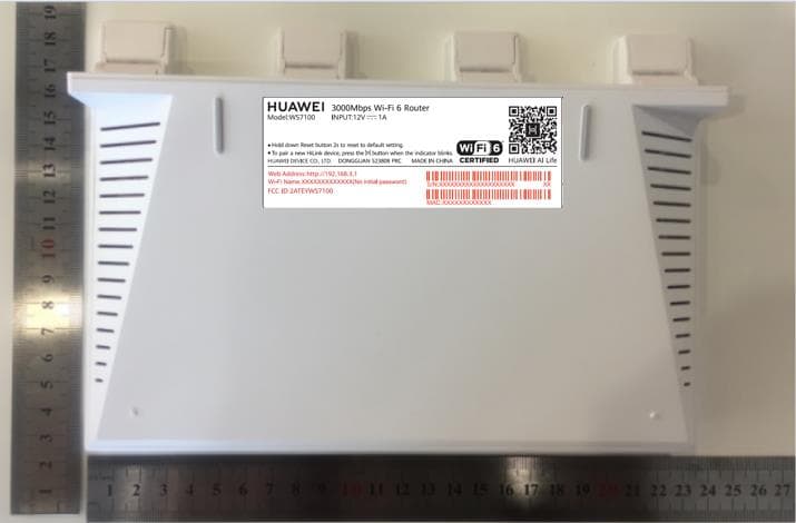 3000Mbps Wi-Fi 6 Router - FCC ID 2ATEYWS7100 - Huawei Device Co., Ltd