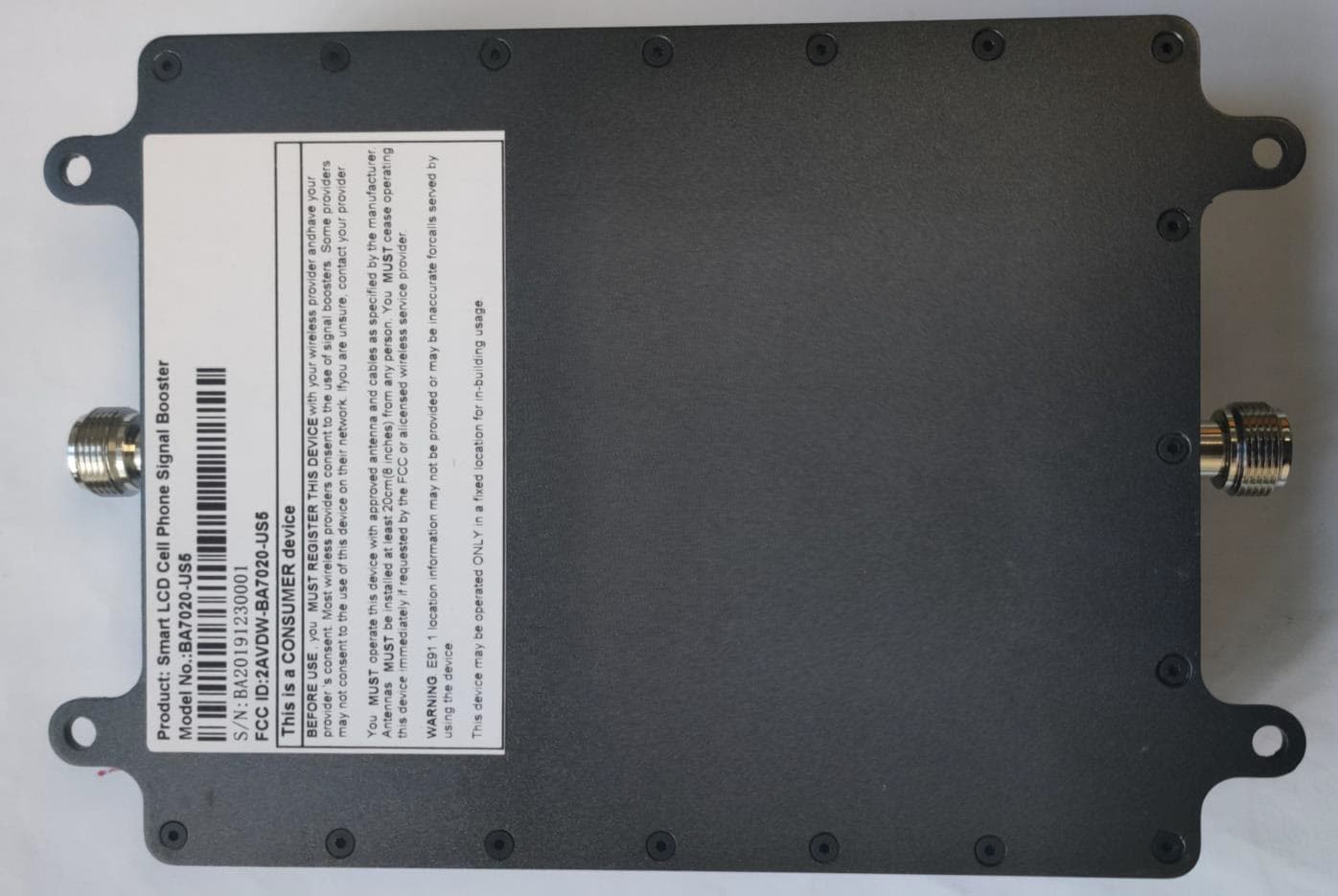 Cell Phone Signal Booster - FCC ID 2AVDW-BA7020-US5 - Shenzhen BSD Communication Technology Co.,Ltd