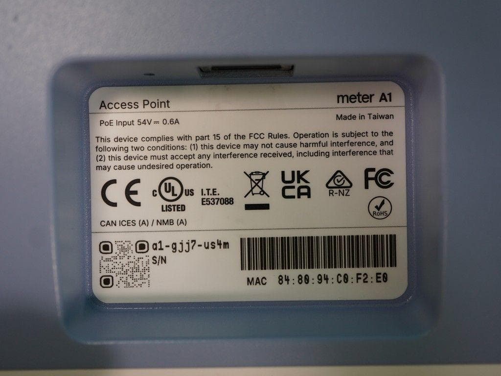 2x2x2 Indoor Wi-Fi 7 Access Point - FCC ID 2AVVV-A1 - Meter Inc