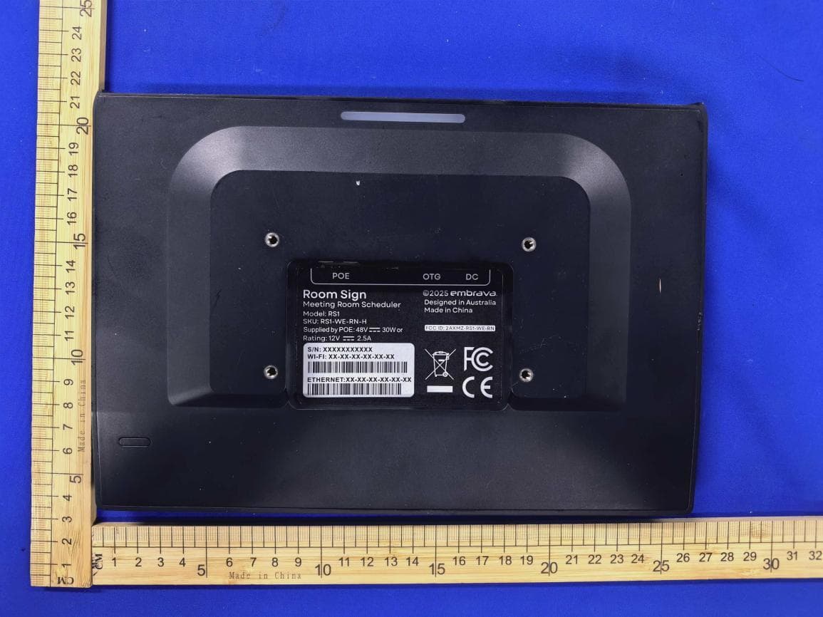 Room Sign - FCC ID 2AXMZ-RS1-WE-RN - Embrava Pty Ltd