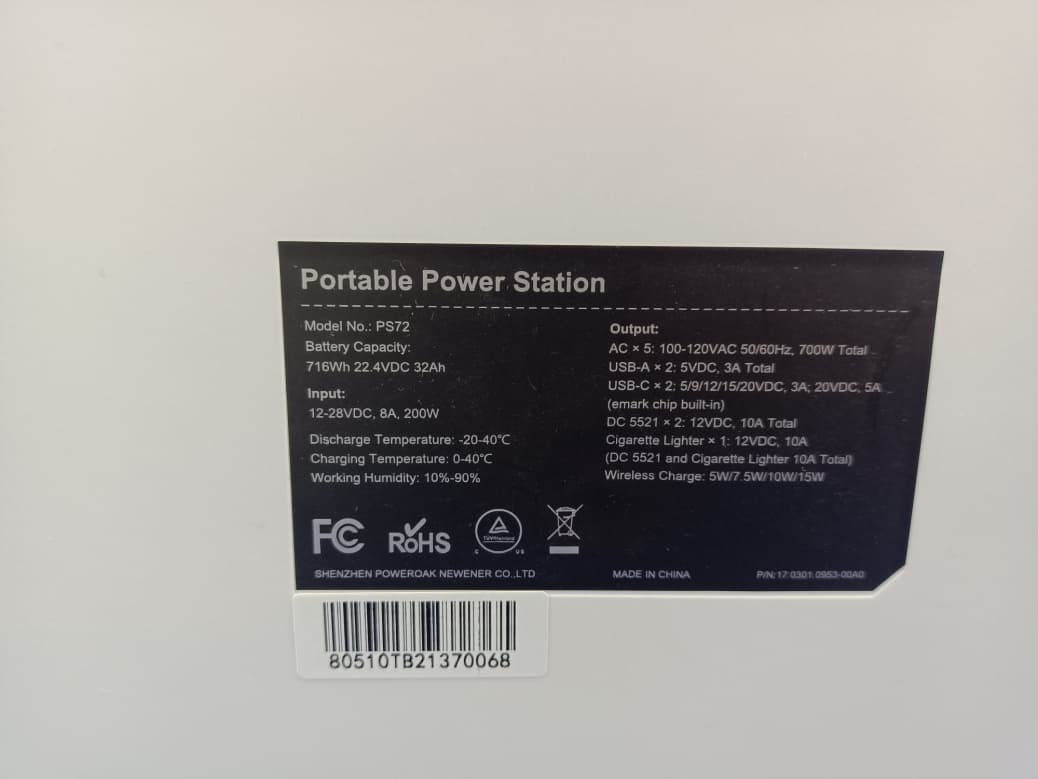 Portable Power Station - FCC ID 2AYT3-PS72 - SHENZHEN POWEROAK NEWENER CO., LTD (5)