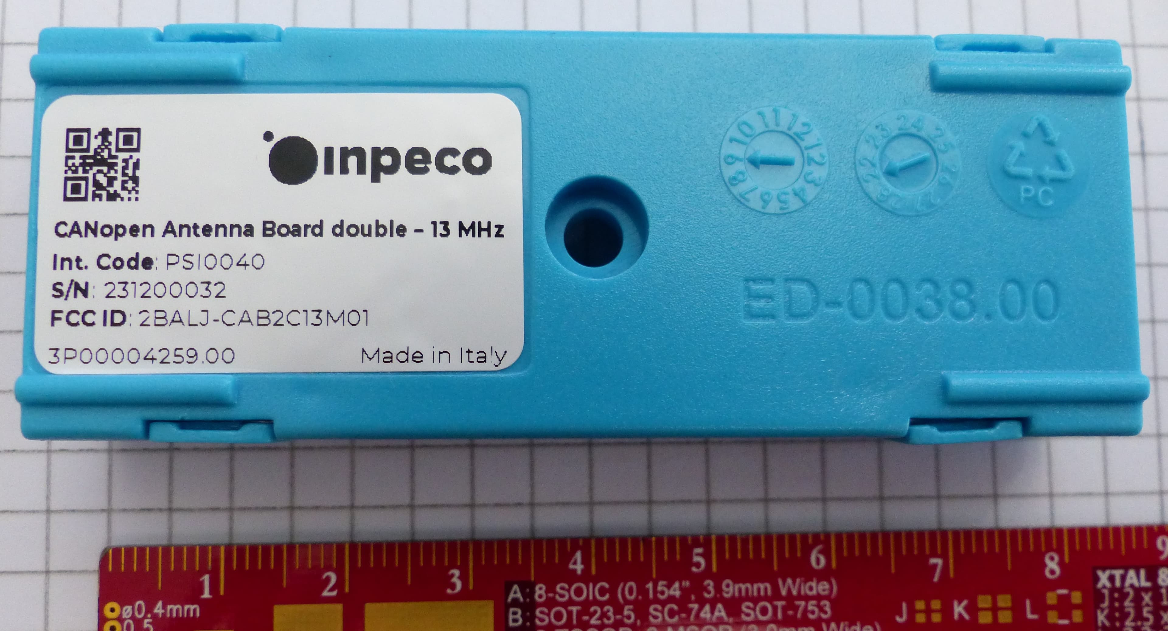 CANopen Antenna Board double -13 MHz - FCC ID 2BALJ-CAB2C13M01 - INPECO SA