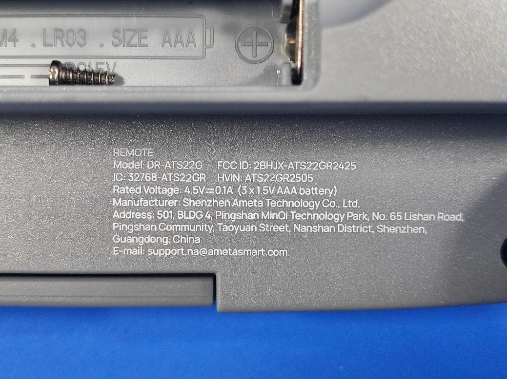 REMOTE - FCC ID 2BHJX-ATS22GR2425 - Shenzhen Ameta  Technology Co., Ltd.