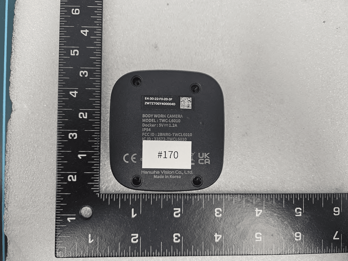 Compact Body Worn Camera - FCC ID 2BNRG-TWCL6010 - Hanwha Vision Co., Ltd.