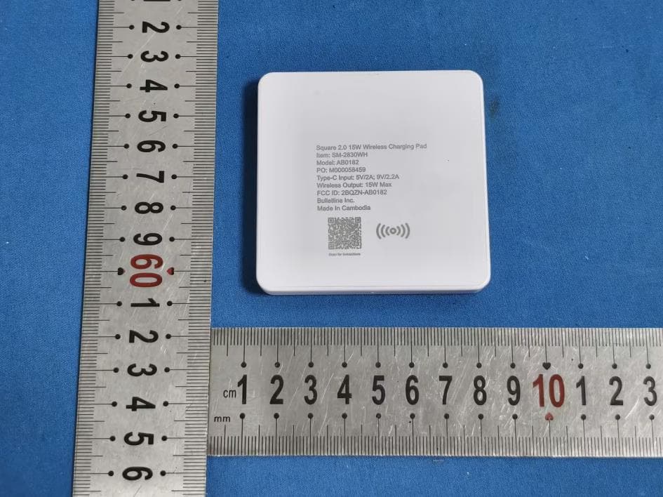 Square 2.0 15W Wireless Charging Pad - FCC ID 2BQZN-AB0182 - E-power limited