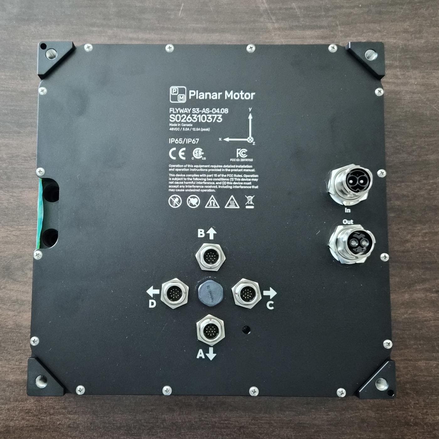 The product is a magnetic levitation stator module with an integrated 134kHz RFID reader, intended for industrial automation and advanced manufacturing transport systems. - FCC ID 2BTRTS3 - Planar Motor Incorporated