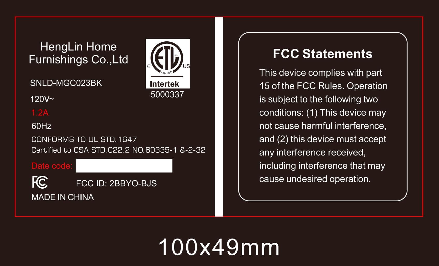 massage chair - FCC ID 2BWU2-BJS - Sunland Smart Home Co.,Limited