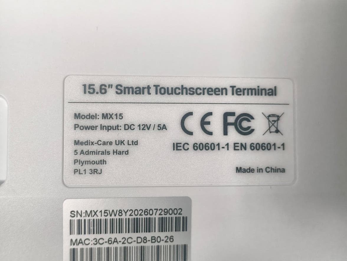 Smart Terminal - FCC ID 2BXZK-MX15 - Medix-Care UK Ltd (5)