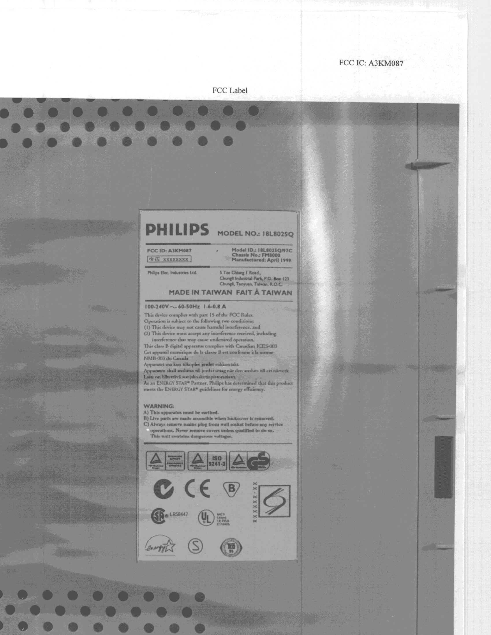 JBP - Part 15 Class B Computing Device Peripheral - FCC ID A3KM087 - Philips Electronics Industries (Taiwan) Ltd (3)