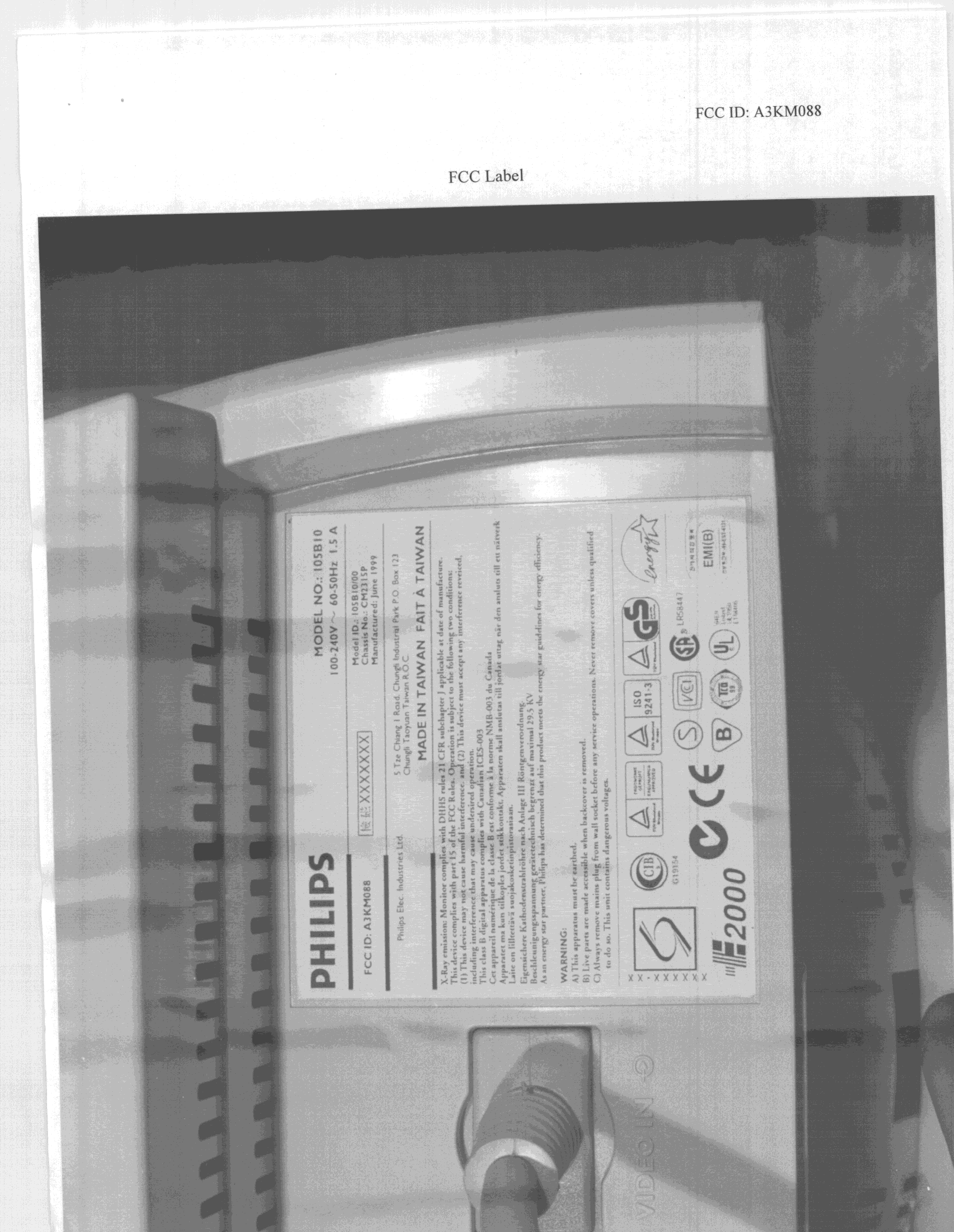JBP - Part 15 Class B Computing Device Peripheral - FCC ID A3KM088 - Philips Electronics Industries (Taiwan) Ltd