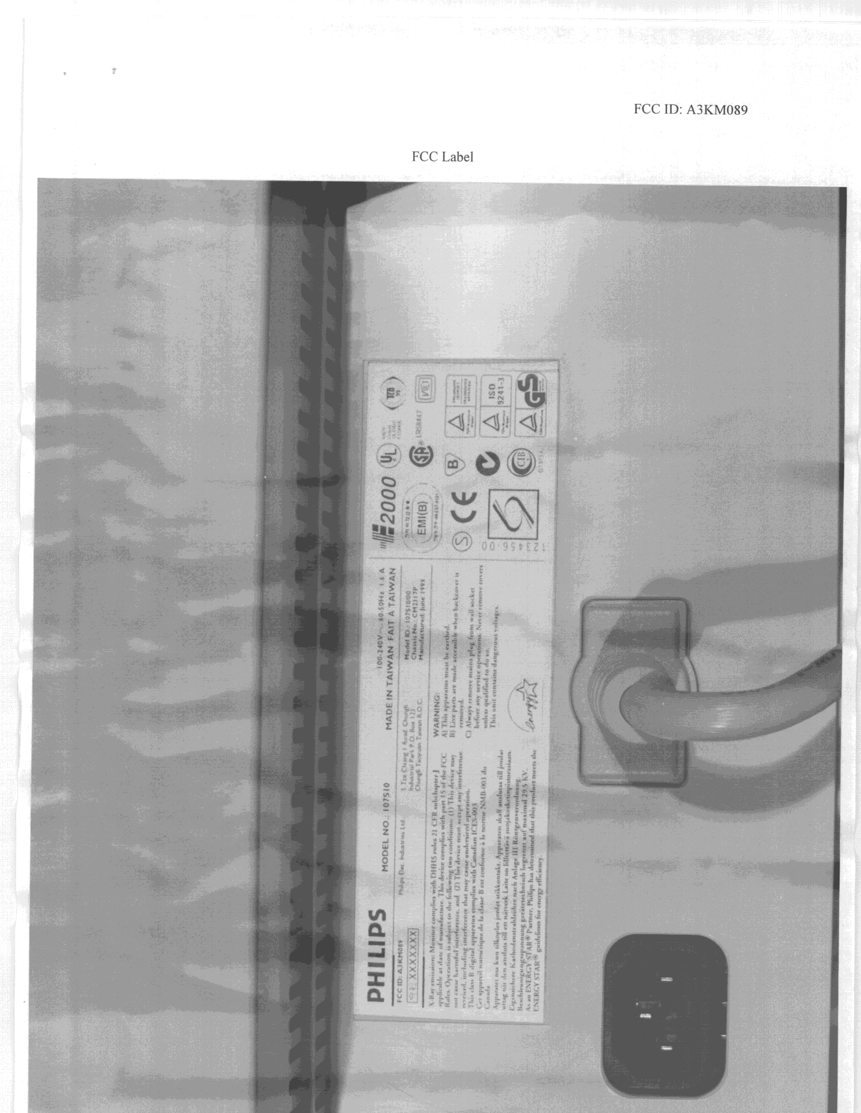107S Color Monitor - FCC ID A3KM089 - Philips Electronics Industries (Taiwan) Ltd (4)