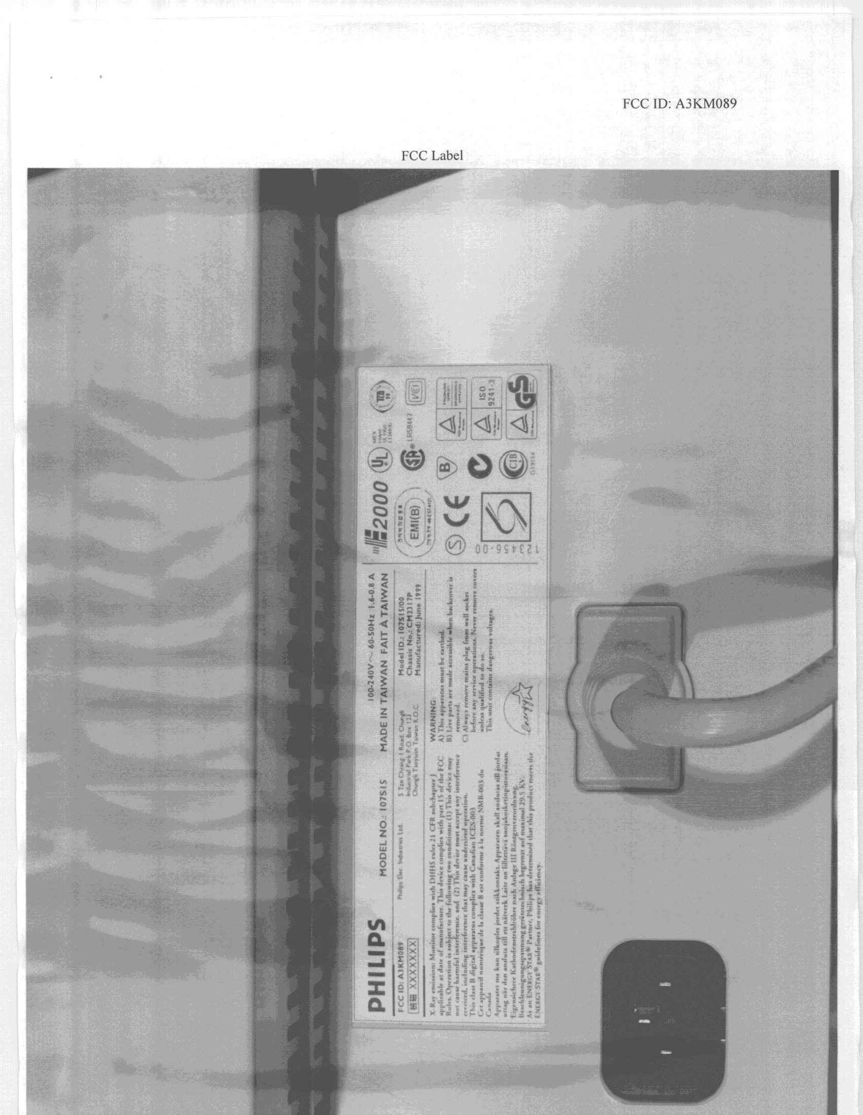 107S Color Monitor - FCC ID A3KM089 - Philips Electronics Industries (Taiwan) Ltd (2)