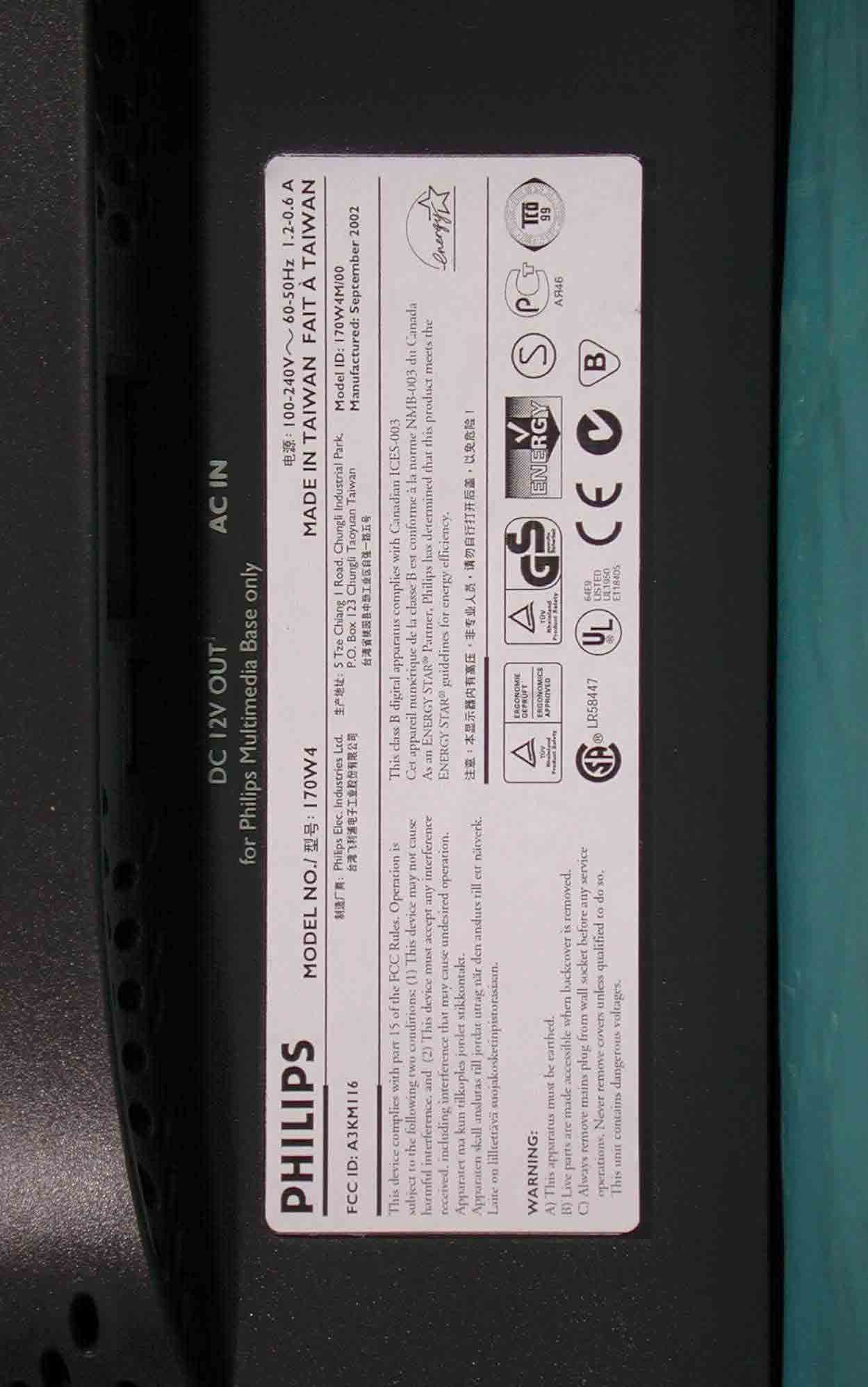 LCD Monitor - FCC ID A3KM116 - Philips Electronics Industries (Taiwan) Ltd