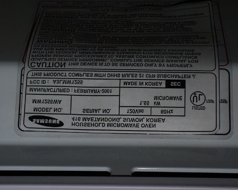 Microwave Oven - FCC ID A3LMW1255 - Samsung Electronics Co Ltd (1)