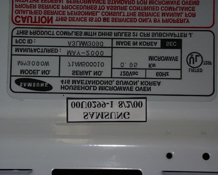 650W MICROWAVE OVEN - FCC ID A3LMW3090 - Samsung Electronics Co Ltd (1)
