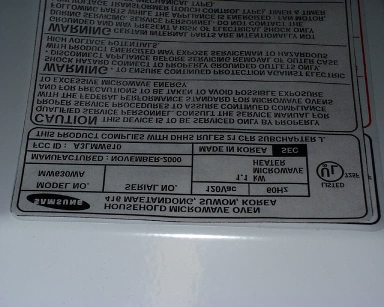 Microwave Oven - FCC ID A3LMW610 - Samsung Electronics Co Ltd (1)