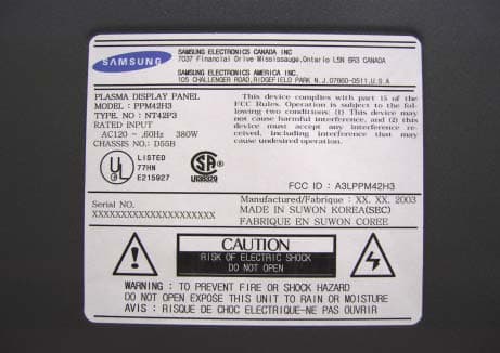 42-inch PDP Monitor - FCC ID A3LPPM42H3 - Samsung Electronics Co Ltd (2)