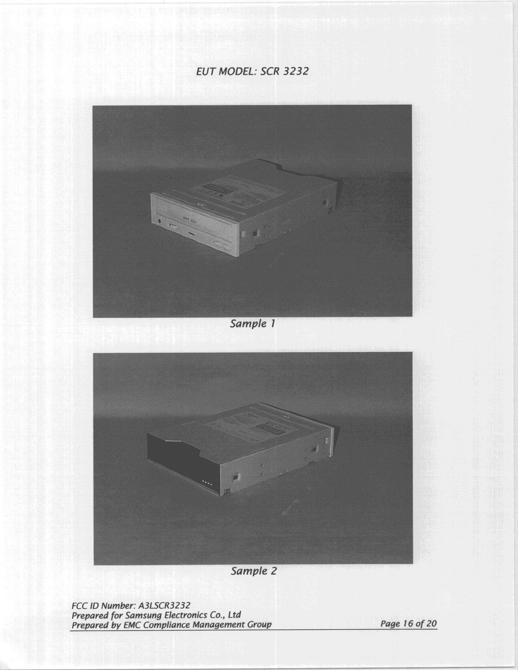 JBP - Part 15 Class B Computing Device Peripheral - FCC ID A3LSCR3232 - Samsung Electronics Co Ltd