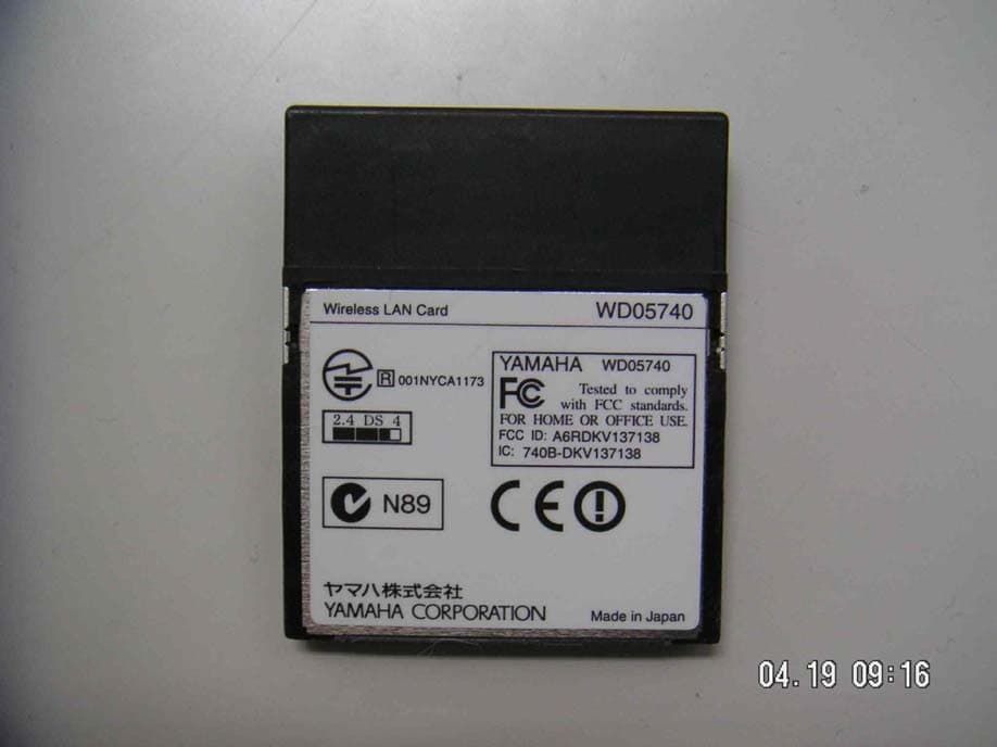 CompactFlash Wireless LAN Card transmitter for PDA - FCC ID A6RDKV137138 - Yamaha Corporation