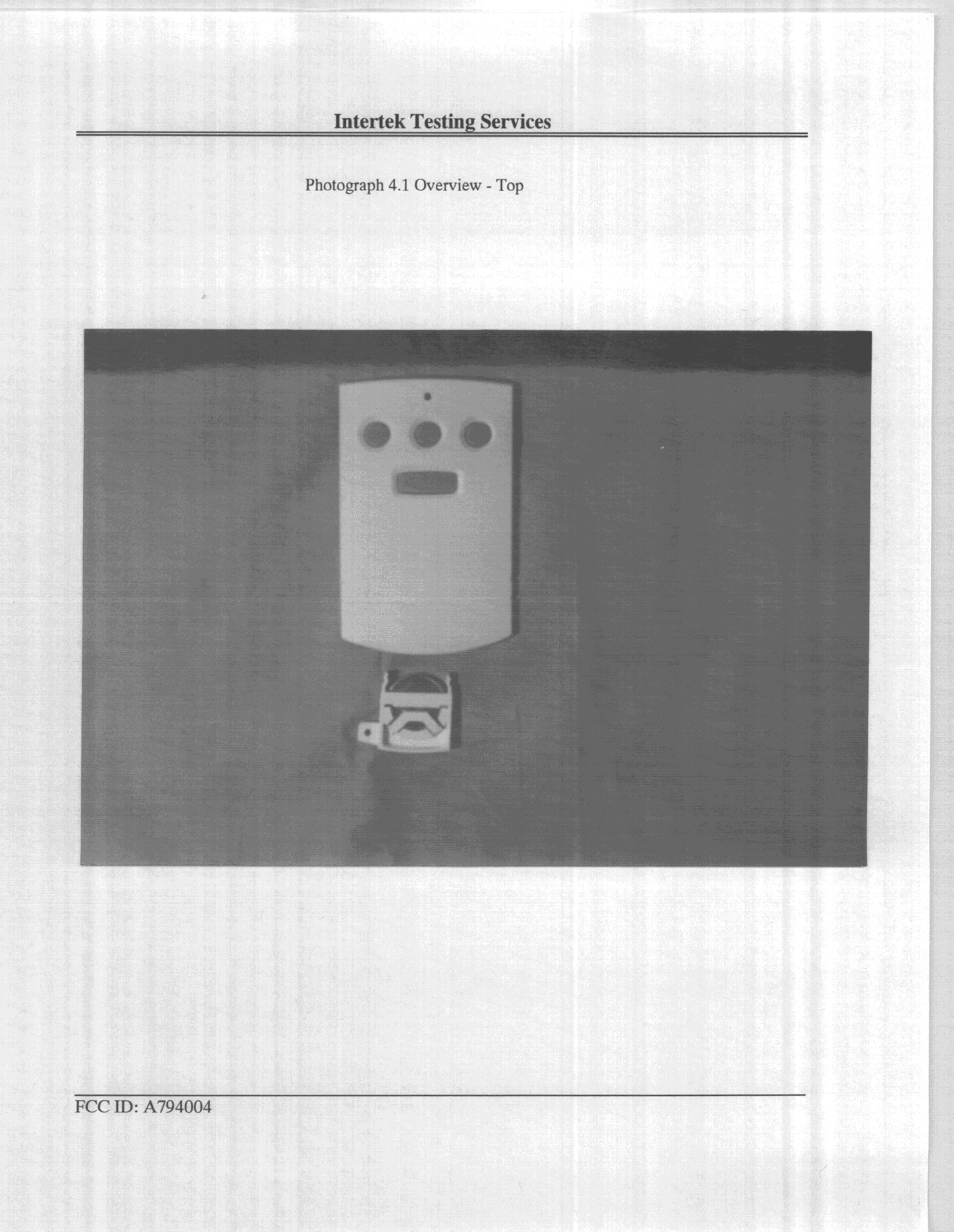 DSC - Part 15 Security/Remote Control Transmitter - FCC ID A794004 - UTC Fire & Security B.V.