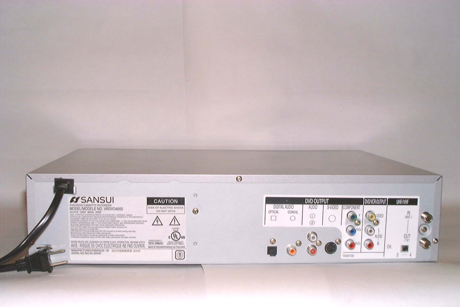DVD VCR Combo - FCC ID A7RM2A7A - ORION ELECTRIC CO., LTD.