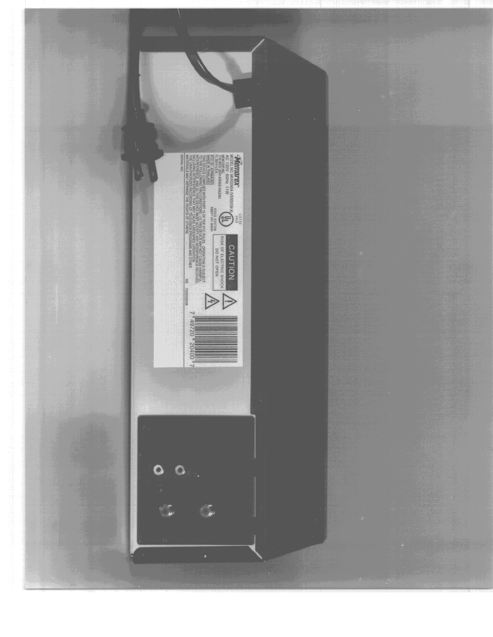 VCR - FCC ID A7RM4C8D - ORION ELECTRIC CO., LTD.