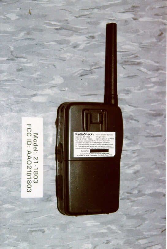 Single Channel Transmitter - FCC ID AAO2101803 - RadioShack Corporation