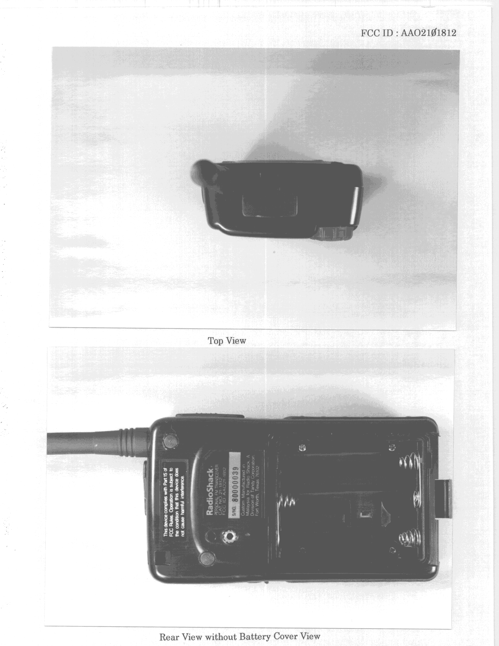 FRF - Part 95 Family Radio Face Held Transmitter - FCC ID AAO2101812 - RadioShack Corporation (2)
