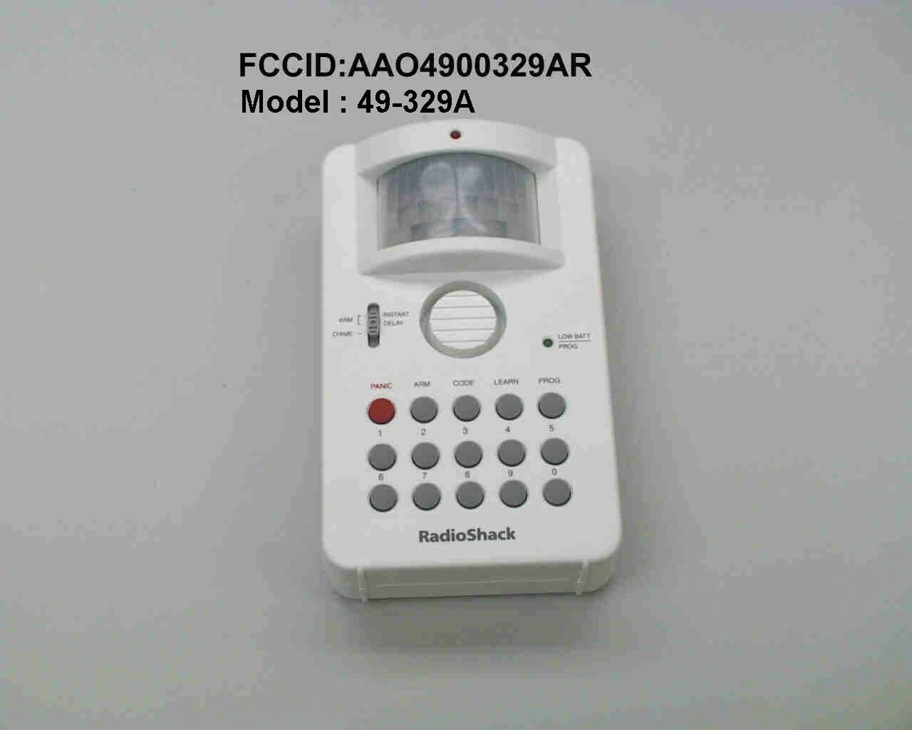 Security Device - FCC ID AAO4900329AR - RadioShack Corporation