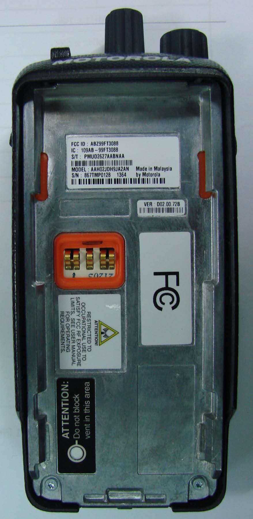VHF Portable Radio - FCC ID ABZ99FT3088 - Motorola Solutions, Inc.