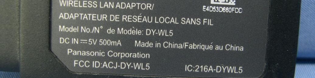 WIRELESS LAN ADAPTOR - FCC ID ACJ-DY-WL5 - Panasonic Corporation of North America (2)
