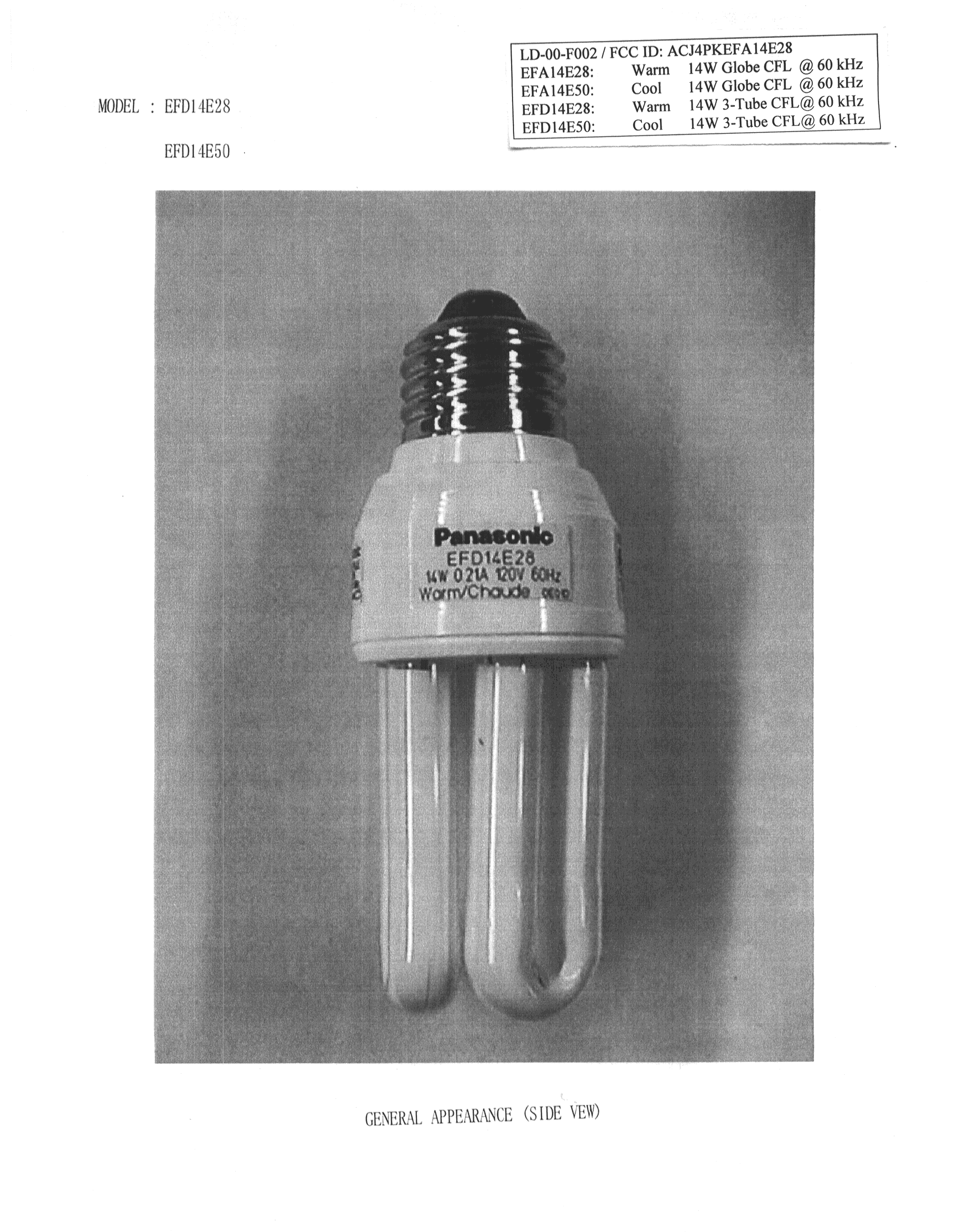 Electronic Ballast for Compact Fluorescent Lamp - FCC ID ACJ4PKEFA14E28 - Panasonic Corporation of North America (2)