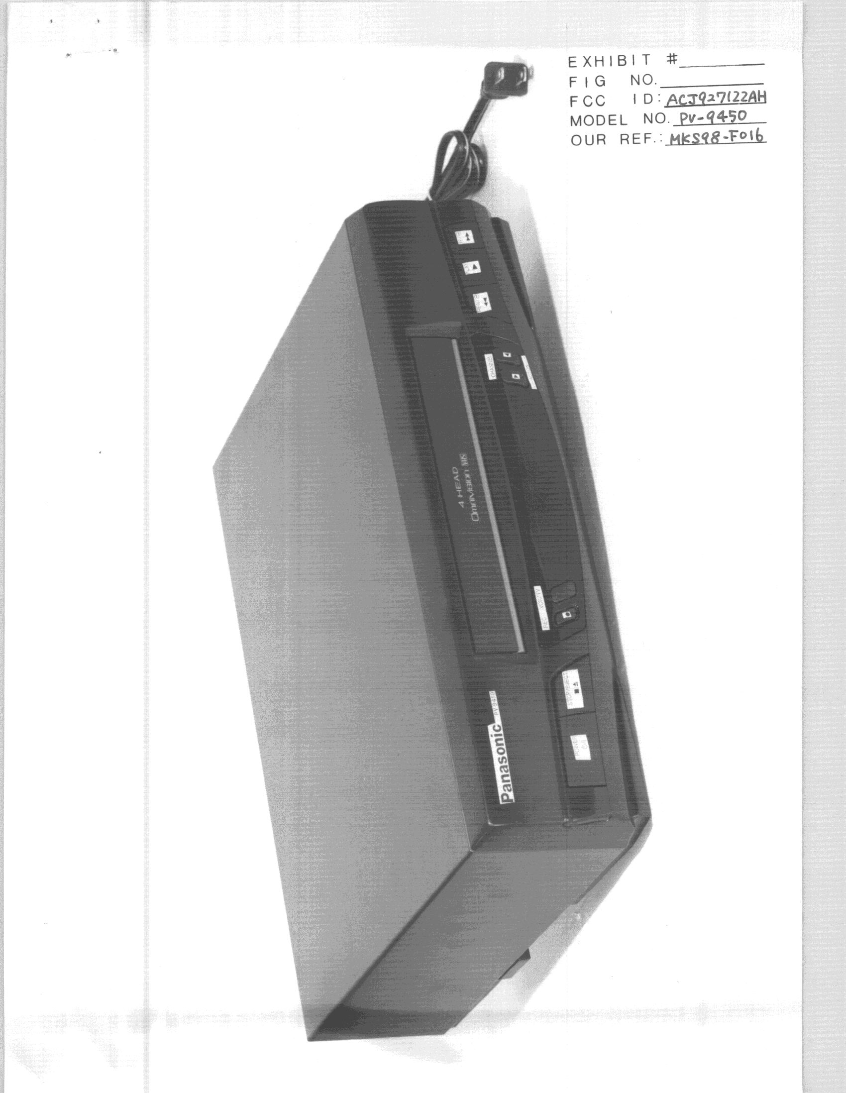 Videocassette Recorder - FCC ID ACJ927122AH - Panasonic Corporation of North America