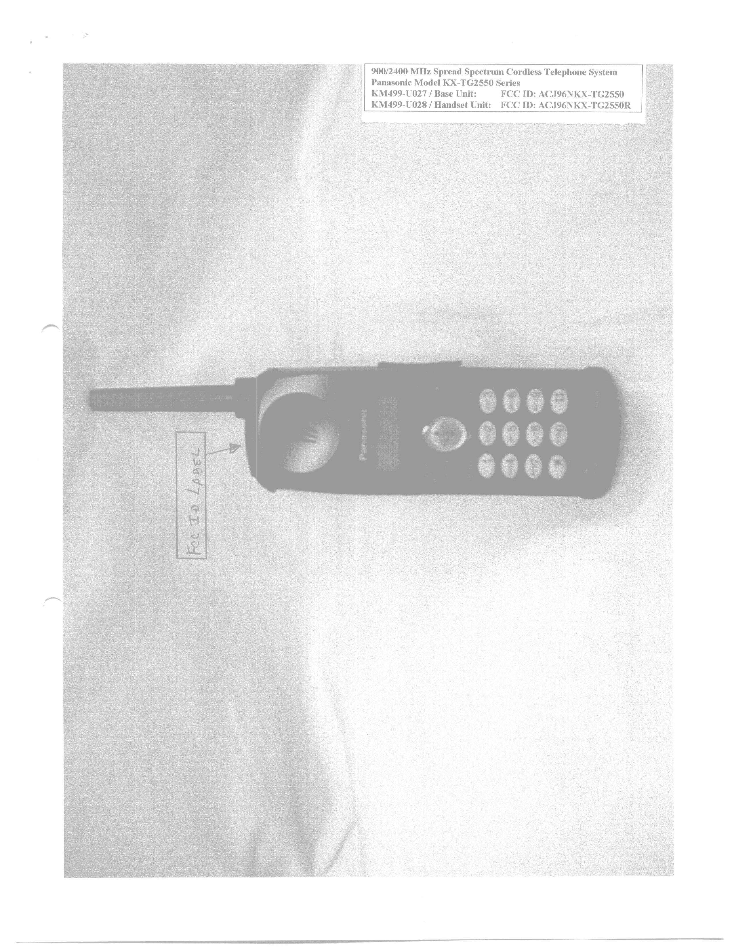 DSS - Part 15 Spread Spectrum Transmitter - FCC ID ACJ96NKX-TG2550R - Panasonic Corporation of North America (3)