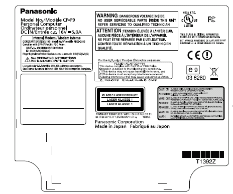 Toughbook PC with WWAN, WLAN and Bluetooth - FCC ID ACJ9TGCF-F91 - Panasonic Corporation of North America