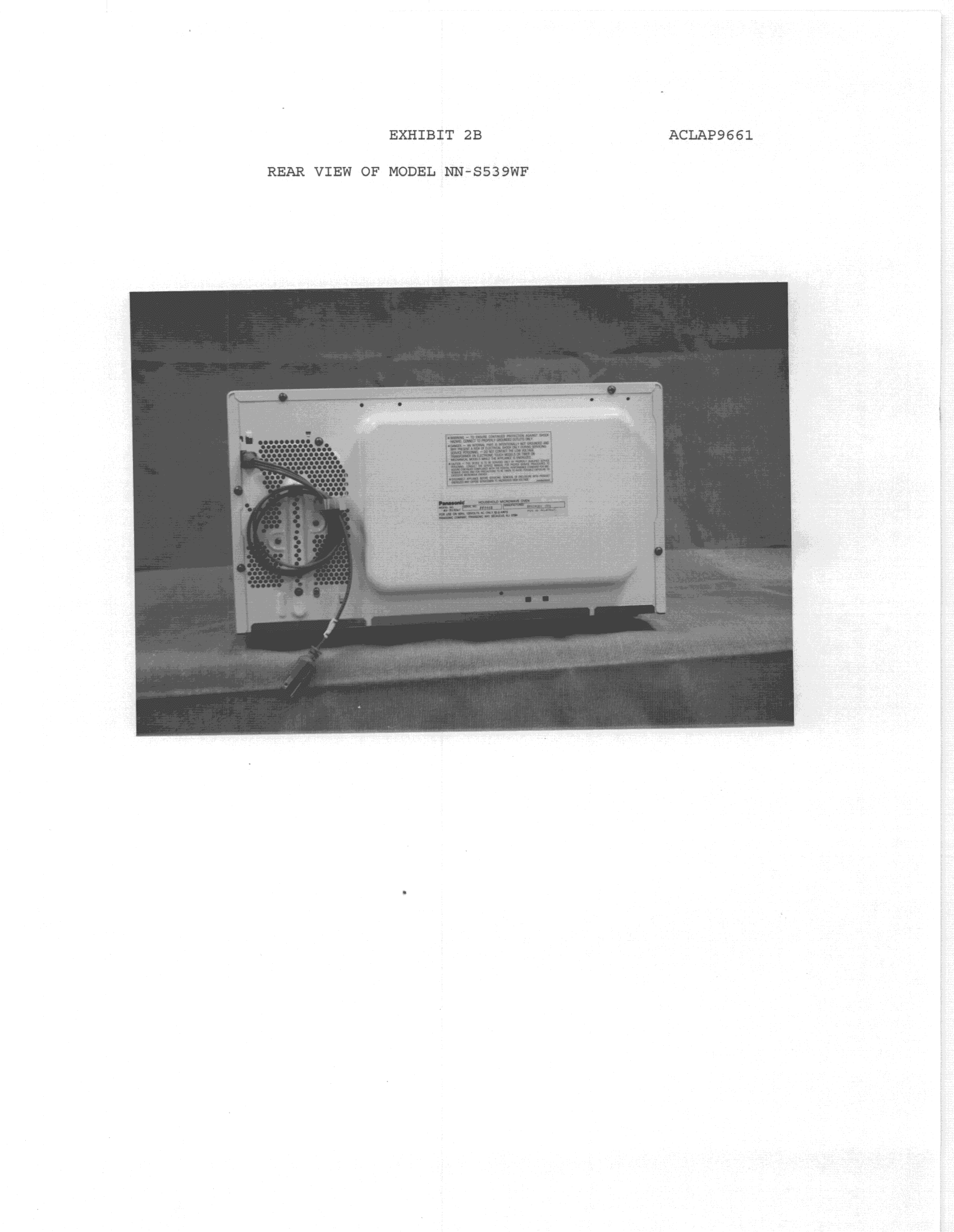 Microwave Oven - FCC ID ACLAP9661 - Panasonic Corporation of North America (2)