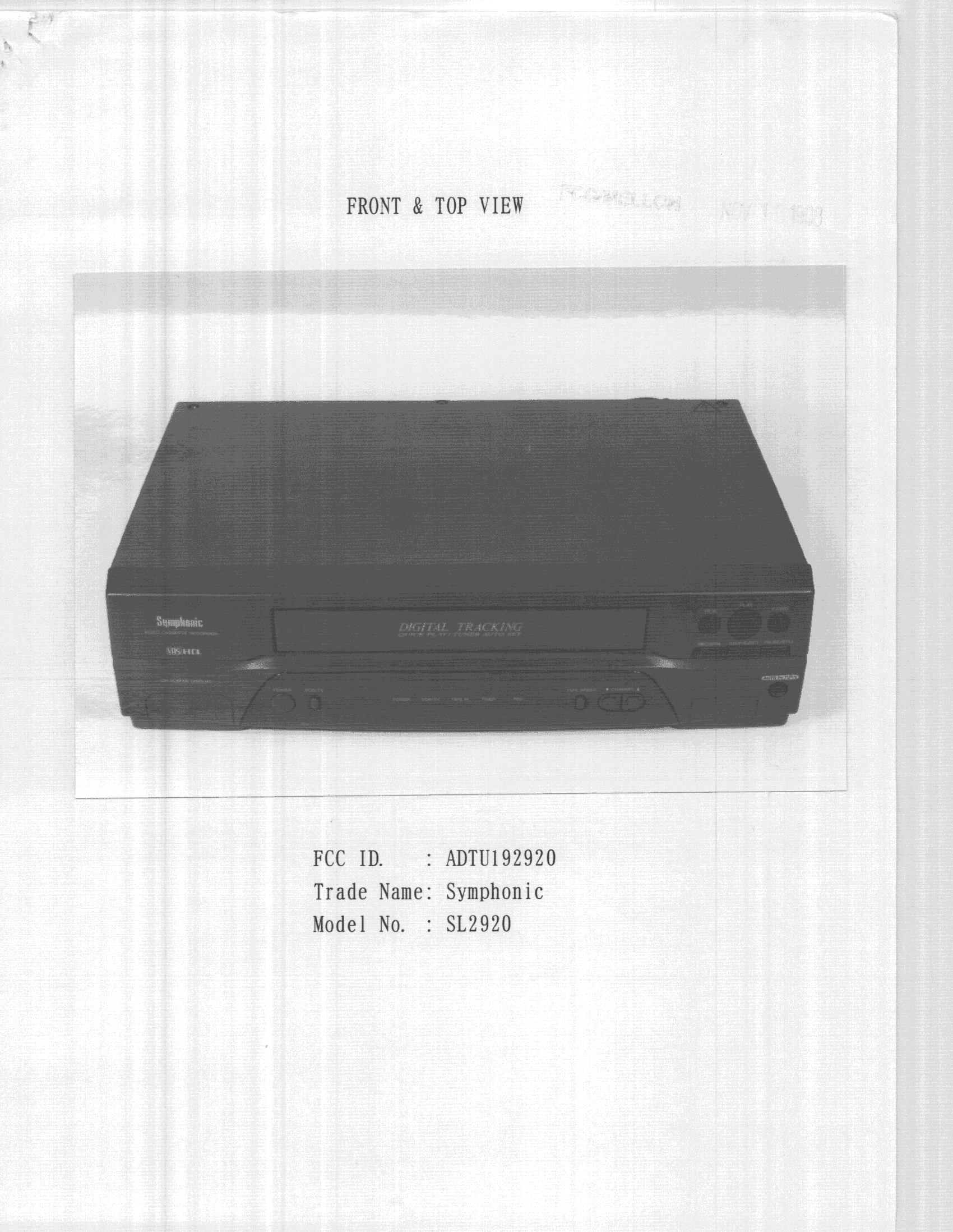 HID - Part 15 TV Interface Device - FCC ID ADTU192920 - Funai Electric Co Ltd